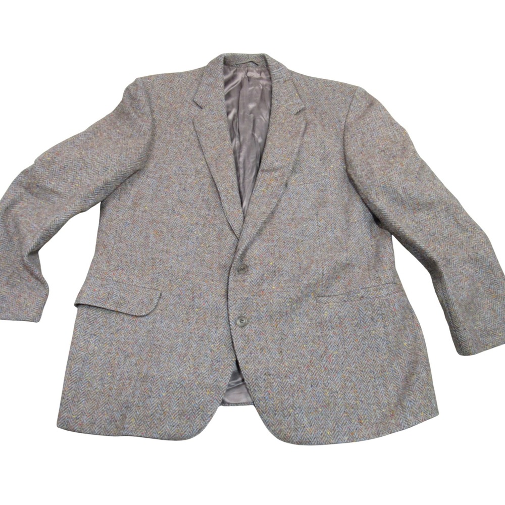 Magee Tailored Donegal Handwoven Tweed Blazer Mens 45 Short Gray Herringbone‎